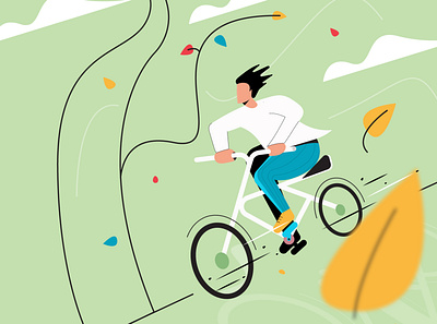 Man Cycling Illustration adobe illustrator bike branding cycle cycling design drive fast flat illustration illustraion simple vector