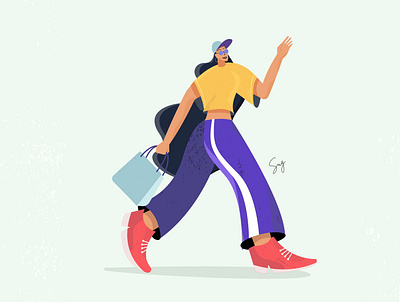 Girl Walking adobe illustrator character girl girl illustration illustration model pose vector walk walking