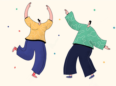 Dancing Buddies buddies couple dance dancing design friends illustration web illustration