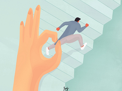 Perfection & Progress illustration illustration man perfect perfection progress quote running stairs vector