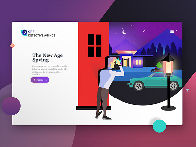 Detective Agency Website agency design detective illustration man noise spy ui ux vector web website