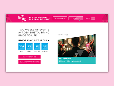 Bristol Pride Events Area bristol design development pride pride 2019 ui ui design ux design website design