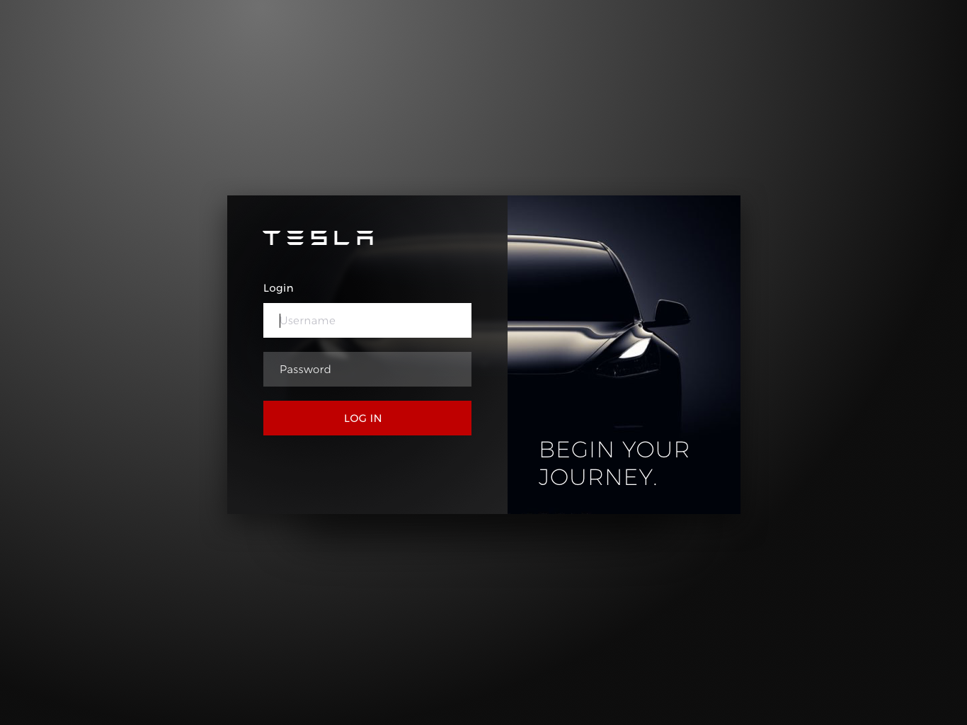 Tesla Login Concept by Tridib Das on Dribbble
