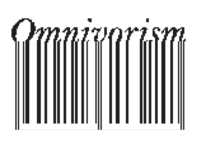 Artboard 1 copy 2Omnivorism Logo barcode branding consumerism editorial logo logo design pixel pixelated serif typography typography art