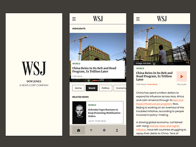 Wall Street Journal Redesign dribble redesign shot simple ui