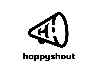 Happyshout Logo agency branding freelance happy icon logo mark megaphone shout simple symbol