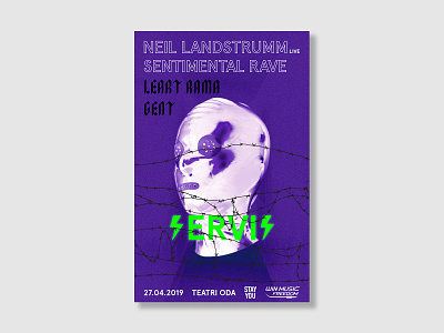 Servis Night / Neil Landstrumm X Sentimental Rave design dj graphic design illustration party poster poster art poster design vitagorani