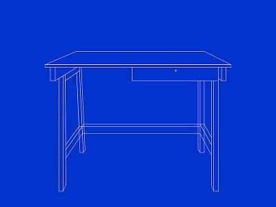 A Desk Blueprint 0033cc bauhaus blueprint desk furniture idea international klein blue sketch yves klein blue