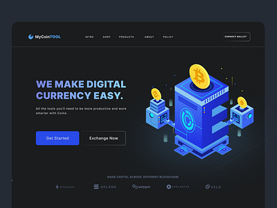 mycointool website design 2.5d binance bitcoin coin crptocurrency crypto darkversion design eth graphicdesign graphics illustration isometric page solona ui uiweb vector web website