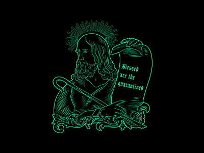 Blessed are the quarantined coronavirus covid covid19 illustration illustrator line art neon quarantined religious vector