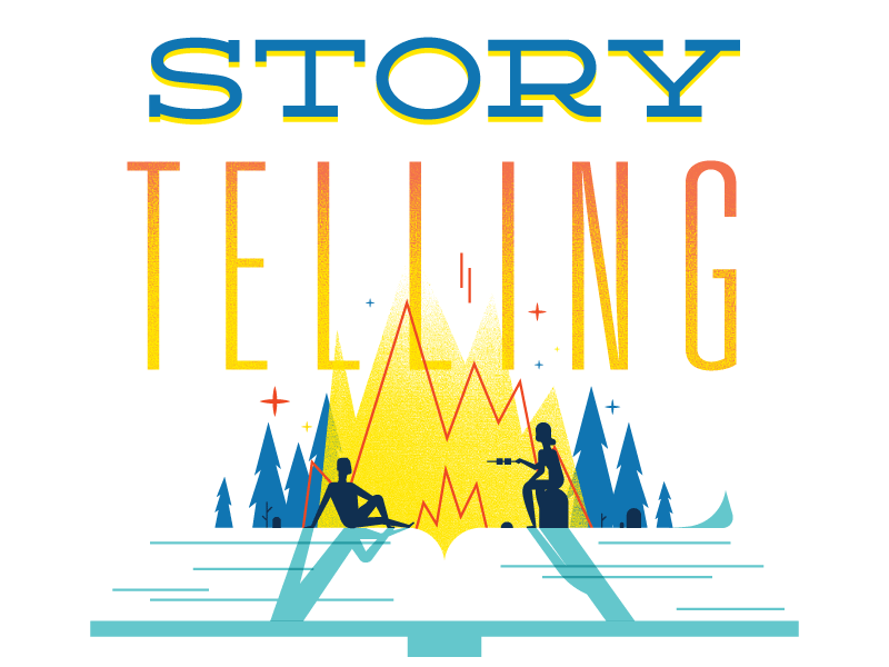 Storytelling book campfire illustration imagination reading story