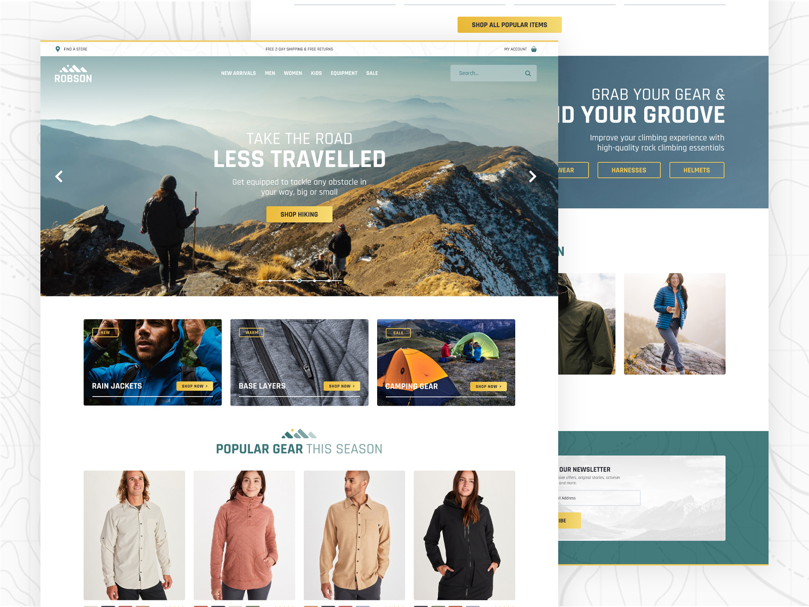 Robson Outdoor Clothing site by Michael Plank on Dribbble