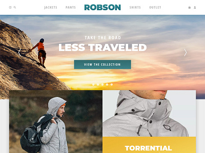 Outdoor Clothing Landing Page carousel ecommerce home page landing page outdoor product retail shopping store