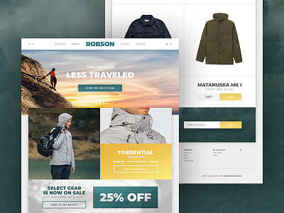 Robson - Retail Home Page carousel ecommerce home page landing page outdoor product retail shopping store