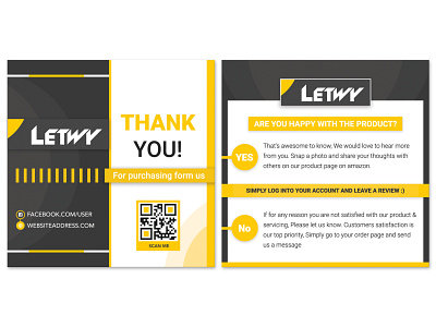 amazon thank you card amazon fba seller amazon thank you card branding business business card design card design clean corporate design creative custom design ecommerce graphic design logo minimal product product card product design product insert yellow