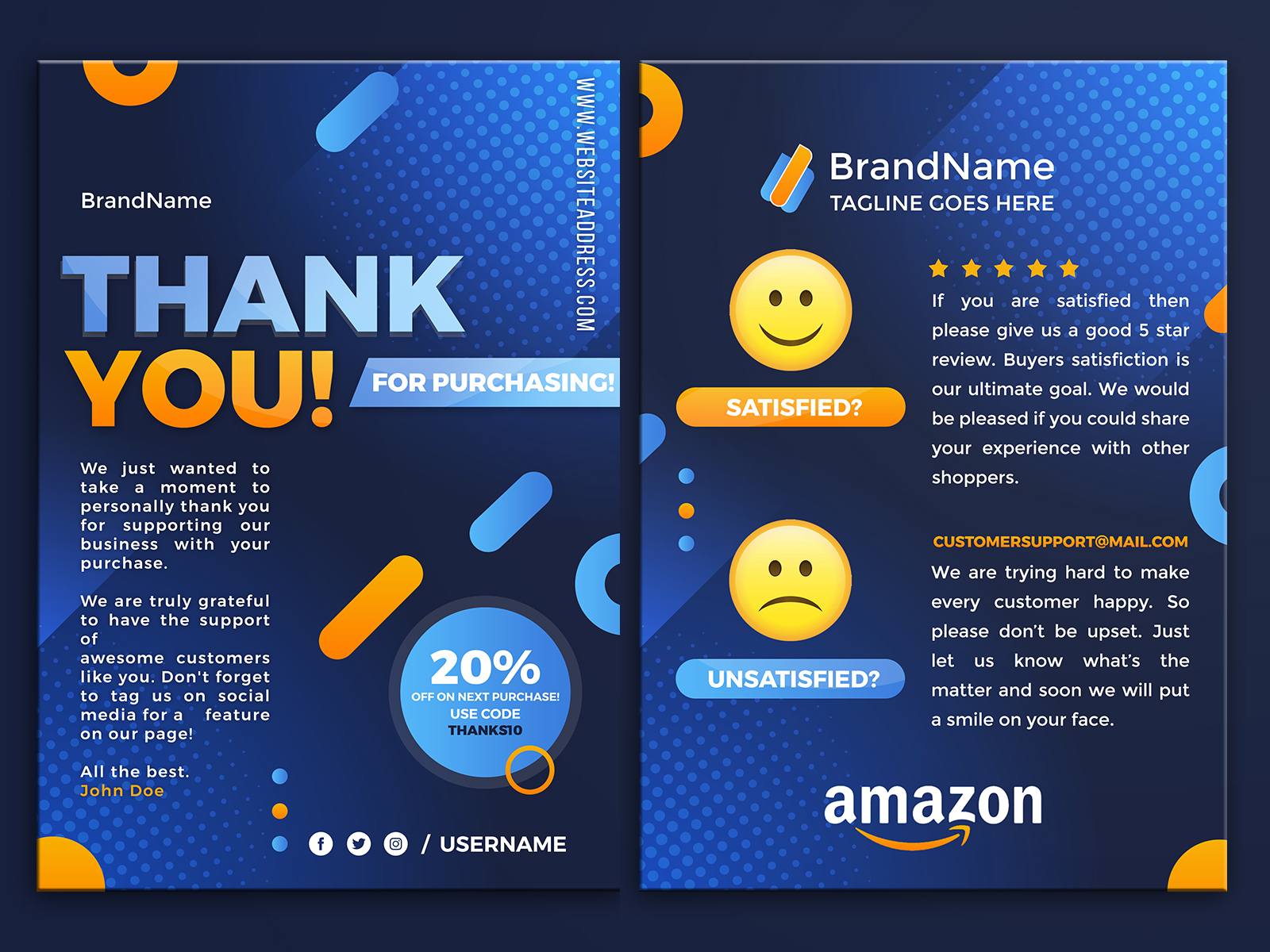 amazon thank you card package insert product insert by Sayed Pritom on