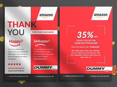 amazon thank you card product insert package insert amazon amazon thank you card business card design card design corporate design creative custom design e commerce ebay fba graphic design logo design minimal package design package insert product insert card red review