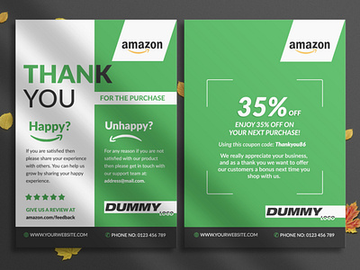 amazon thank you card product insert package insert amazon fba amazon thank you card business card design card design clean corporate design creative custom design e commerce ebay green logo design minimal package design package insert card print design product branding product insert card review