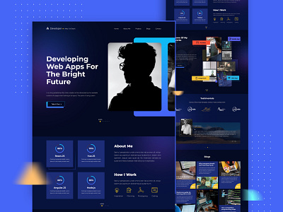 Developer Portfolio | Landing Page blue clean creative developer portfolio digital agency gradient landing page minimal personal portfolio portfolio landing page portfolio site portfolio website ui ux user interface violent