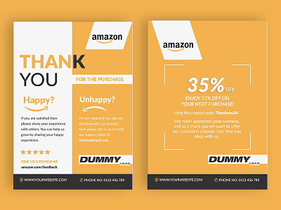 Amazon Thank You Card, Product Insert, Package Insert amazon fba amazon thank you card business card design cards design ebay package insert packaging design post card product card product insert stationary design