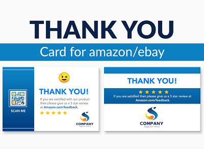 Amazon Thank You Card Design, Product Insert, Package Insert amazon fba blue business business card design card design clean corporate design creative custom design ecommerce gradient graphic design logo minimal product branding product card product design product insert thank you card design