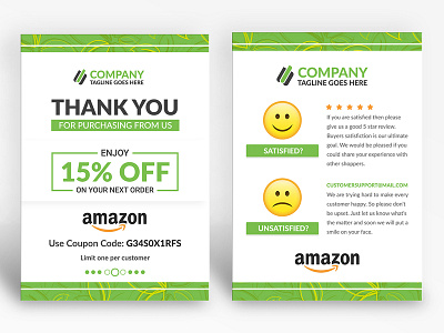 Amazon Thank You Card Design, Product Insert, Package Insert amazon amazon fba amazon thank you card business card business card design card design clean design corporate design creative design custom design ecommerce graphic design green logo minimal product design product insert simple