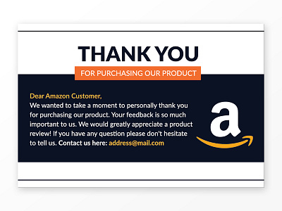 Amazon Thank You Card Design, Product Insert,  Package Insert