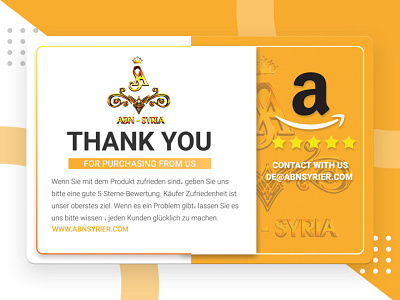 Amazon Thank You Card Design, Product Insert, Package Insert business business card design card design clean corporate design creative custom design ecommerce gradient graphic design logo minimal orange product branding product card product design product insert thank you card design yellow