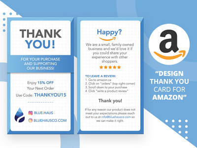 Amazon Thank You Card Design, Product Insert, Package Insert