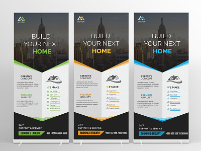 Corporate Roll-Up Banner ad advertising agency banner banners blue clean corporate roll up banner design flyer freebie green minimal poster print roll up banner rollup signage yellow