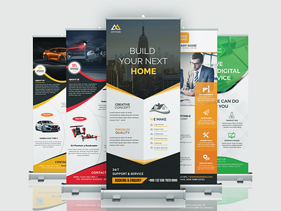 Roll up banner ad agency banner clean corporate design flyer freebie graphic design green identity minimal orange poster print roll up banner roll up banner rollup simple template yellow