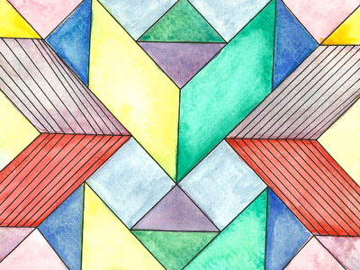 Geometric colors grid illustration lines watercolor