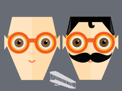 Wright Brothers brothers character flight goggles illustration multiply mustache plane wright