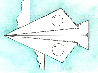 Paper Airplane Personified airplane doodle flying illustration plane