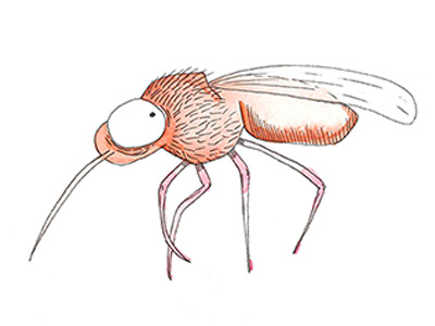 Mosquito bloodsucker bug doodle illustration mosquito red sketch watercolor