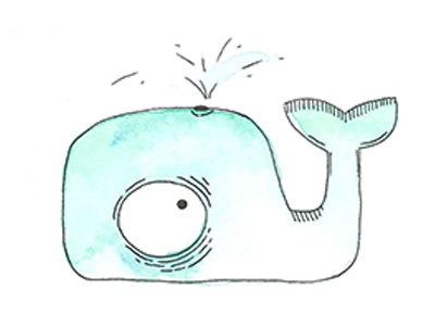 Whale doodle illustration watercolor whale