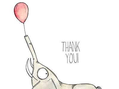 A big ol' Thanks! balloon elephant illustration thank you thanks watercolor