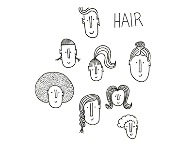 Hair design fro girls hair illustration pigtails ponytail