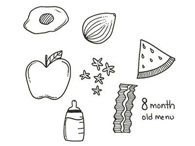 Baby Menu baby black and white food illustration menu pen