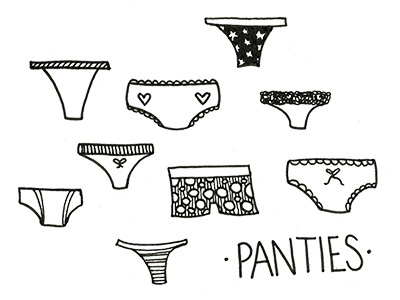 Panties black and white doodle illustration naughty panties underwear