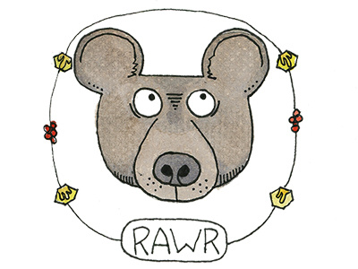 Rawr. Bear. bear honey illustration rawr watercolor