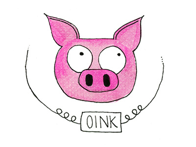 Oink. Pig. animal sounds illustration oink pig piggy