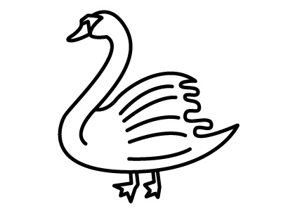 Swan line art simple swan vector