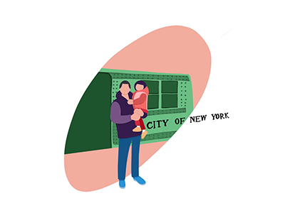 An old train and my little family city dad holiday train husband illustration nyc