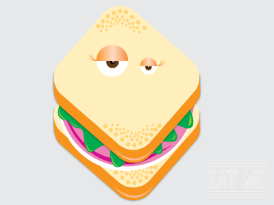 Eat Me bologna delicious eyes food illustration sandwich vector whitebread