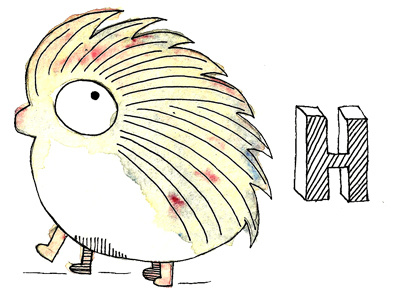 H Hedgehog alphabet design hedgehog illustration watercolor