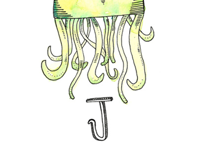 J Jellyfish alphabet design illustration jellyfish watercolor