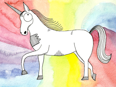 Derby Unicorn dude horse illustration magic rainbow unicorn watercolor