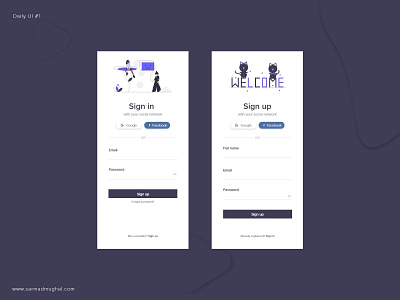 Sign in & Sign up screen design.