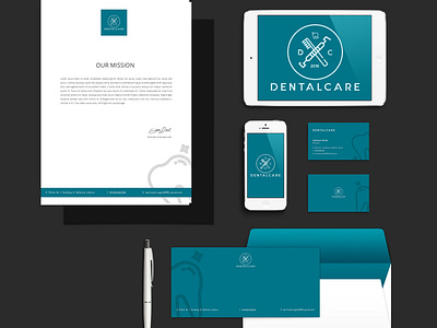 DentalCare | Branding Identity Mock Up branding design flat illustration logo stationery design stationery mockup